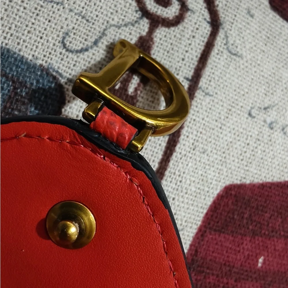 Dior Red Leather Mini Crossbody with Gold 'D' Charm Accent